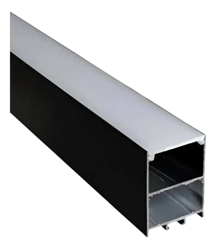 PERFIL ALUMINIO SOBREPOR FACE PLANA LED A65 X L50MM C/TRAVA E ALOJAMENTO P/DRIVER SLIM PRETO (AR 6836PT)