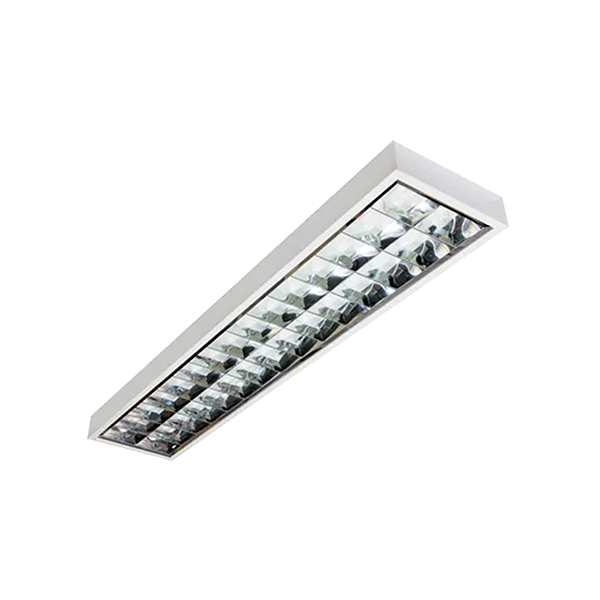 Luminária Sobrepor 2xT8 LED com Refletor e Aletas em Alumínio Branca (SB 4088)