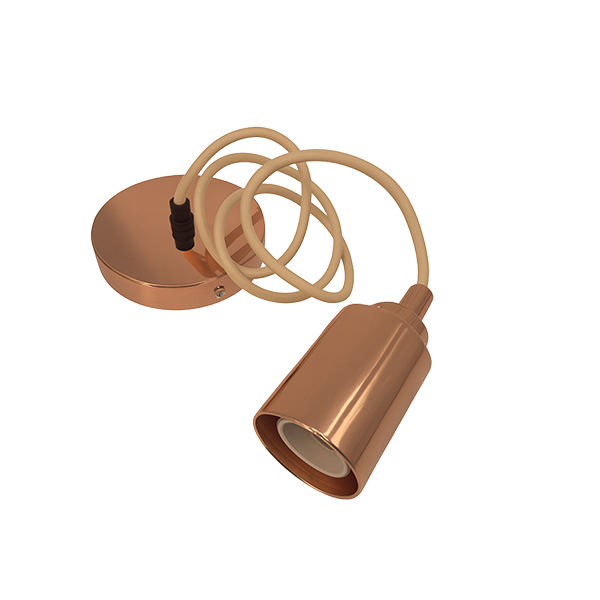 Pendente Liso de Alumínio Ouro Rosé com Base E27 e Cabo de 1 Metro (AR 1172)