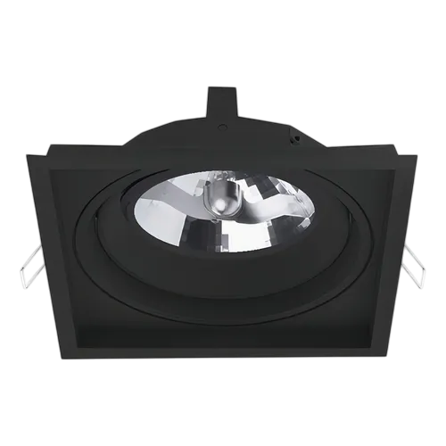 Spot Alumínio Micro Borda Embutir Recuado Orientável AR111 GU10 155x155mm Nicho: 145x145mm Preto - IL4730