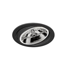 Spot Alumínio Embutir Redondo Ø145x80mm p/ AR111 GU10 Nicho Ø127mm Preto Fosco – SP 3304PT