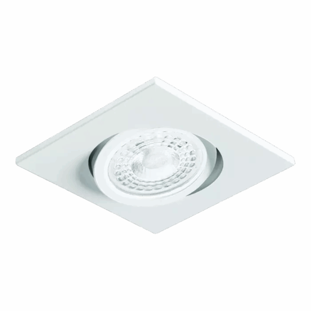 Spot Alumínio Embutir Quadrado 67x67x56mm p/ Mini Dicróica GU10 Nicho Ø55mm Branco Fosco – SP 3306BR