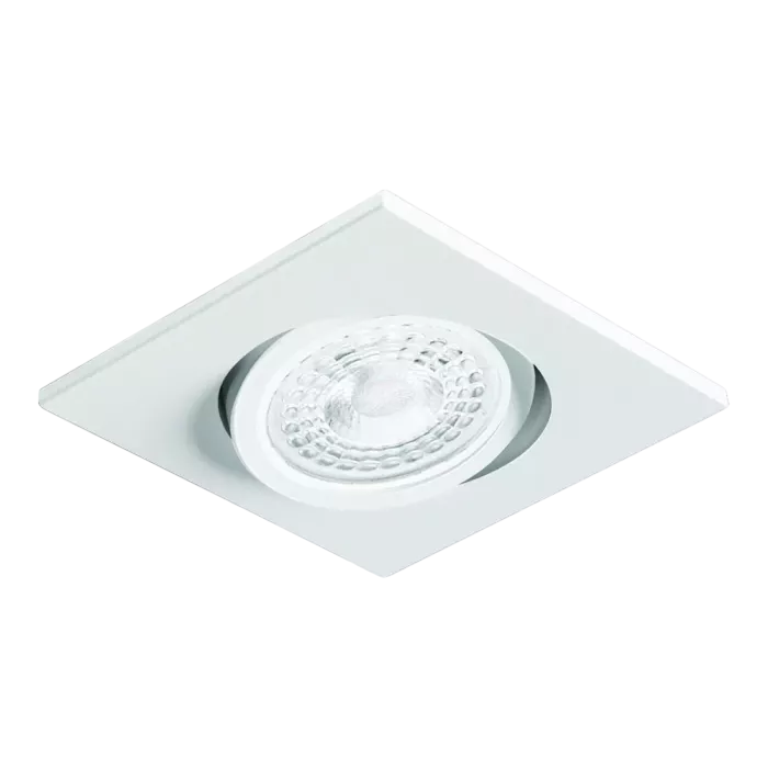 Spot Alumínio Embutir Quadrado 67x67x56mm p/ Mini Dicróica GU10 Nicho Ø55mm Branco Fosco – SP 3306BR