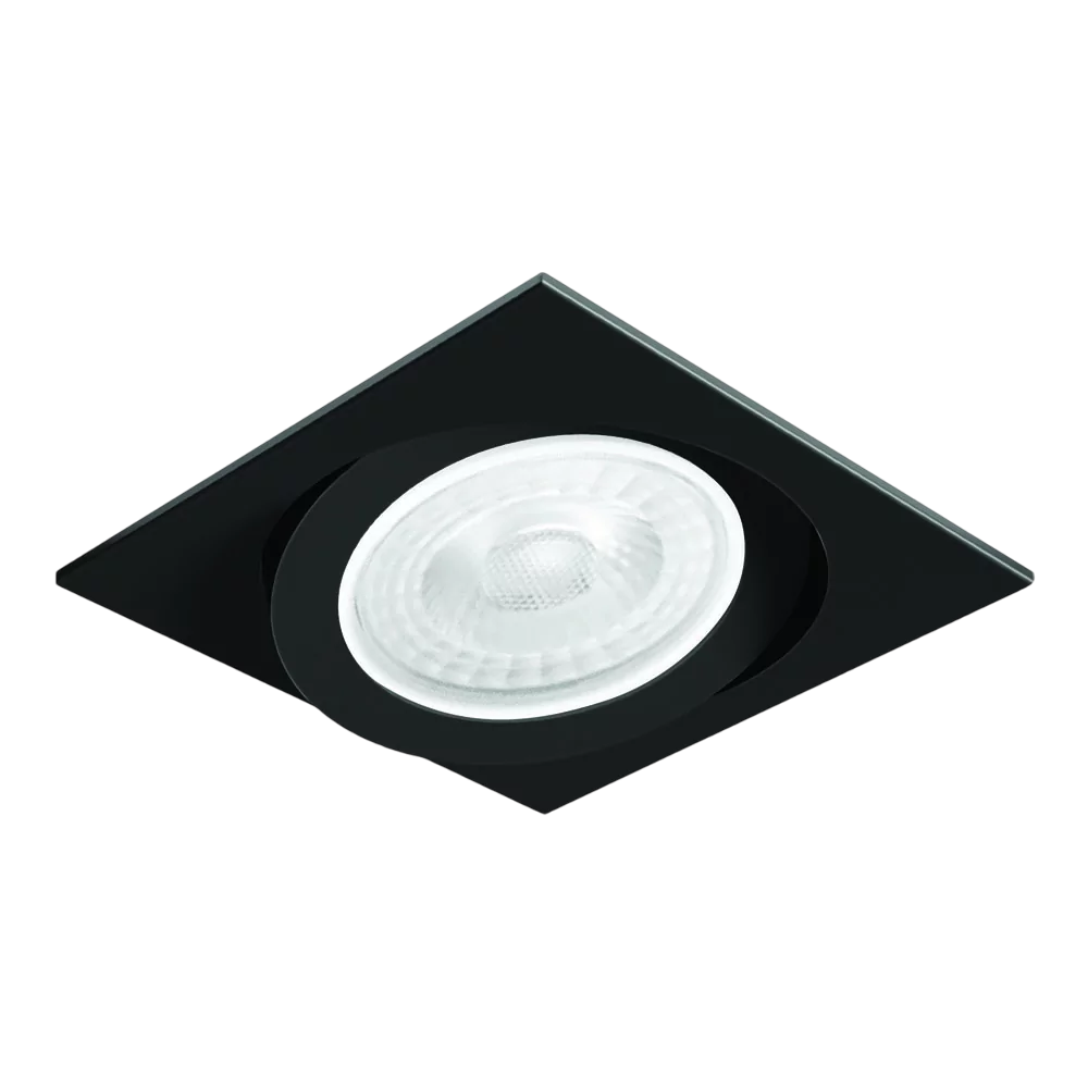 Spot Alumínio Embutir Quadrado 67x67x56mm p/ Mini Dicróica GU10 Nicho Ø55mm Preto Fosco – SP 3306PT