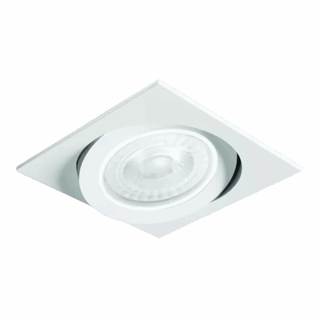 Spot Alumínio Embutir Quadrado 107x107x110mm p/ PAR20 E-27 Nicho Ø92mm Branco Fosco – SP 3309BR