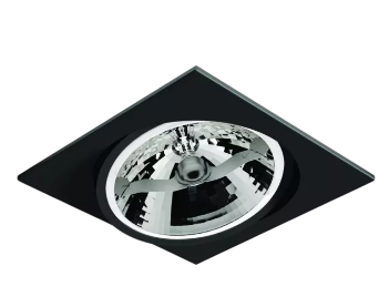 Spot Alumínio Embutir Quadrado 145x145x80mm p/ AR111 GU10 Nicho Ø127mm Preto Fosco – SP 3310PT