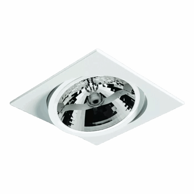 Spot Alumínio Embutir Quadrado 145x145x80mm p/ AR111 GU10 Nicho Ø127mm Branco Fosco – SP 3310BR