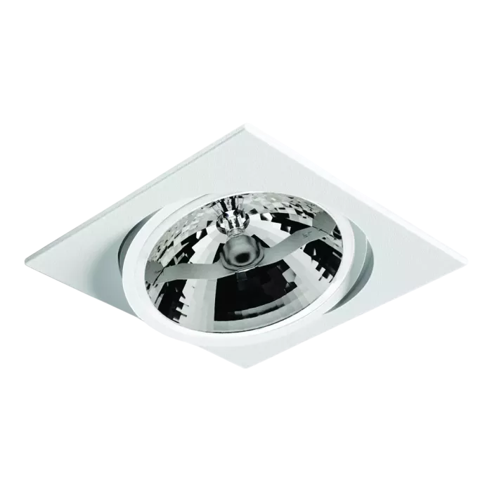 Spot Alumínio Embutir Quadrado 145x145x80mm p/ AR111 GU10 Nicho Ø127mm Branco Fosco – SP 3310BR