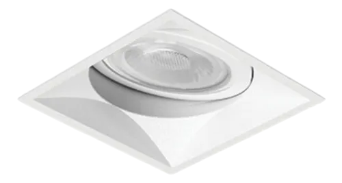 Spot Alumínio Embutir Quadrado Recuado 74x74x88mm p/ Dicróica GU10 Nicho 66x66mm Branco Fosco – SP 3601BR