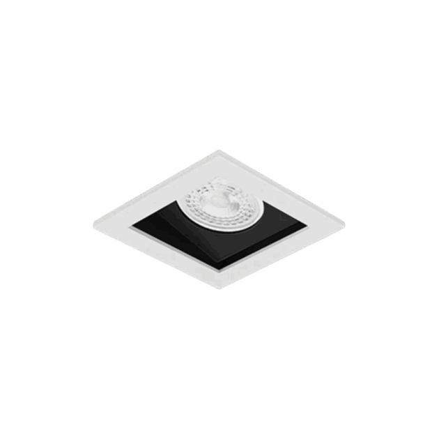 Spot Alumínio Embutir Quadrado Recuado 148x148x139mm p/ PAR30 E-27 Nicho 138x138mm Branco/Preto Fosco – SP 3317BRPT