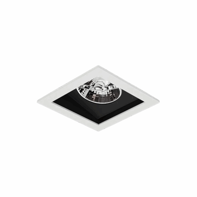 Spot Alumínio Embutir Quadrado Recuado 106x106x99mm p/ AR70 GU10 Nicho 96x96mm Branco/Preto Fosco – SP 3314BRPT