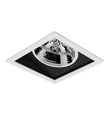 Spot Alumínio Embutir Quadrado Recuado 148x148x76mm p/ AR111 GU10 Nicho 138x138mm Branco/Preto Fosco – SP 3316BRPT