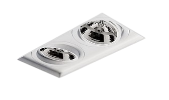 Spot Alumínio Embutir Quadrado Duplo Recuado 183x343x102mm p/ 2x AR111 GU10 Nicho 171x331mm Branco Fosco – SP 332/2BR