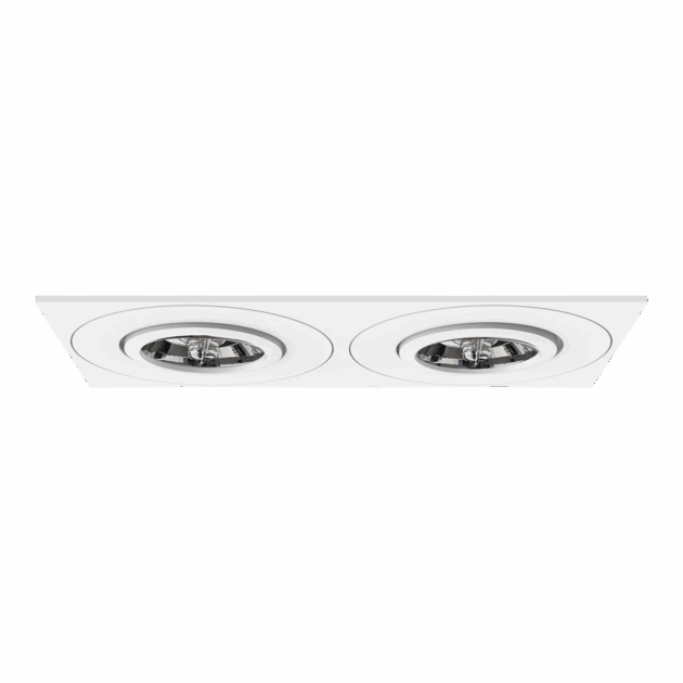 Spot Alumínio Embutir Orientável Face Plana Clicado 2xAR70 GU10 250x125mm Branco - 3084/2