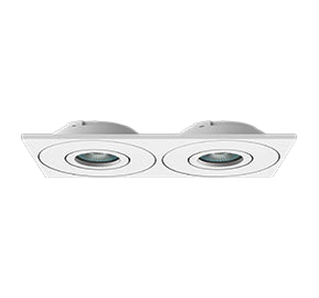Spot Alumínio Embutir Orientável Face Plana Clicado 2xDicróica GU10 210x105mm Branco – 3083/2