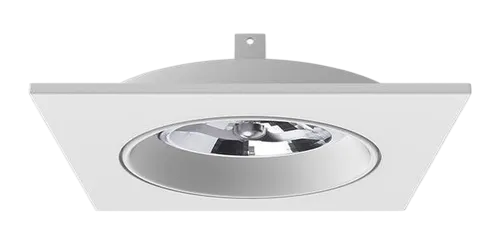 Spot Alumínio Embutir Orientável Face Plana Clicado AR111 GU10 160x160mm Branco – 3087