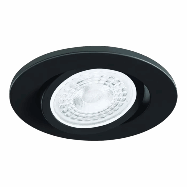 Spot Alumínio Embutir Redondo Ø86x67mm p/ Dicróica GU10 Nicho Ø70mm Preto Fosco – SP 3301PT
